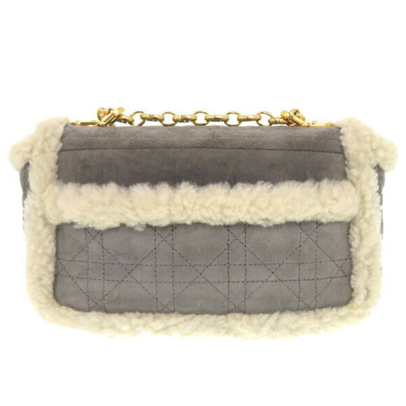 Christian Dior Caro Mouton Suede Gray Chain Shoulder Bag - Picture 2 of 8